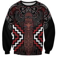 Maori Taiaha Whakairo Personalized Sweatshirt Red Poutama Motifs LT7 Unisex Red - Polynesian Pride