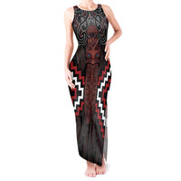 Maori Taiaha Whakairo Personalized Tank Maxi Dress Red Poutama Motifs