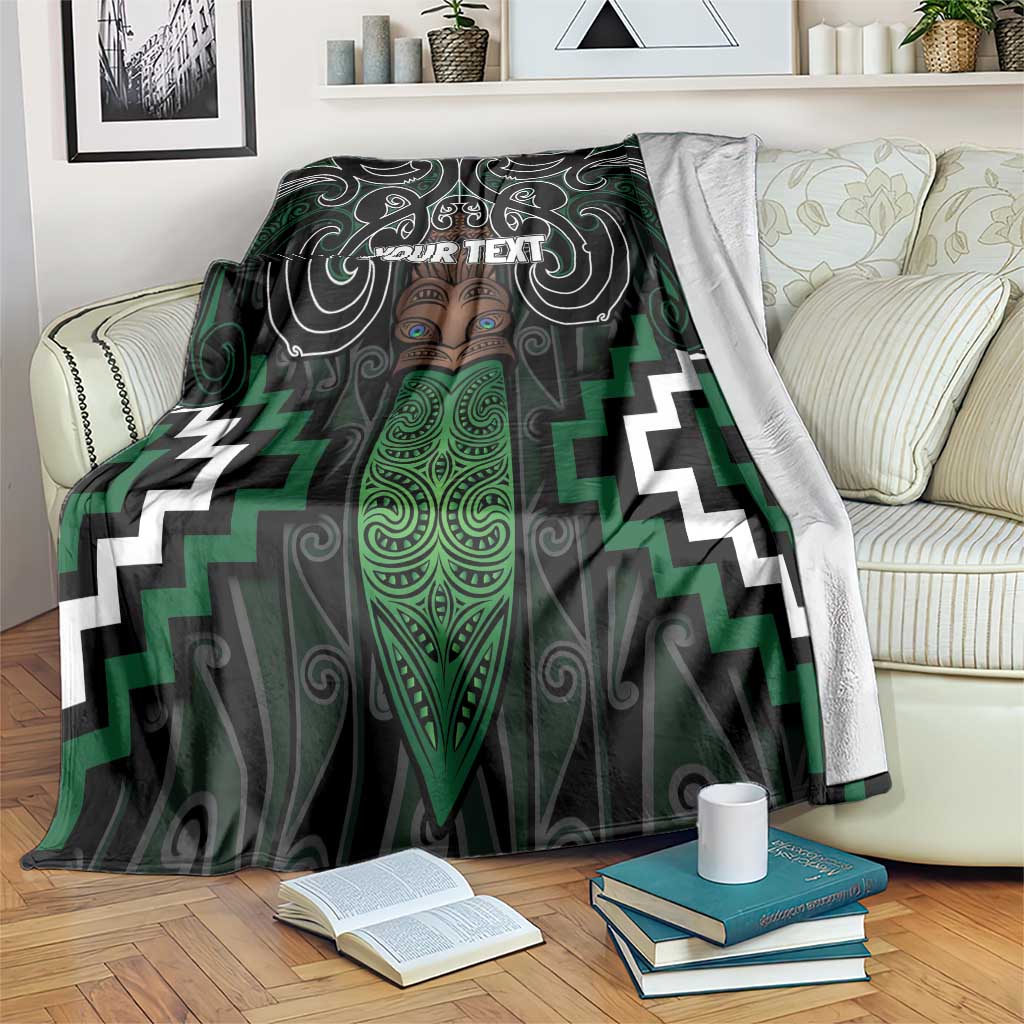 Maori Taiaha Pounamu Whakairo Personalized Blanket Jade Poutama Motifs