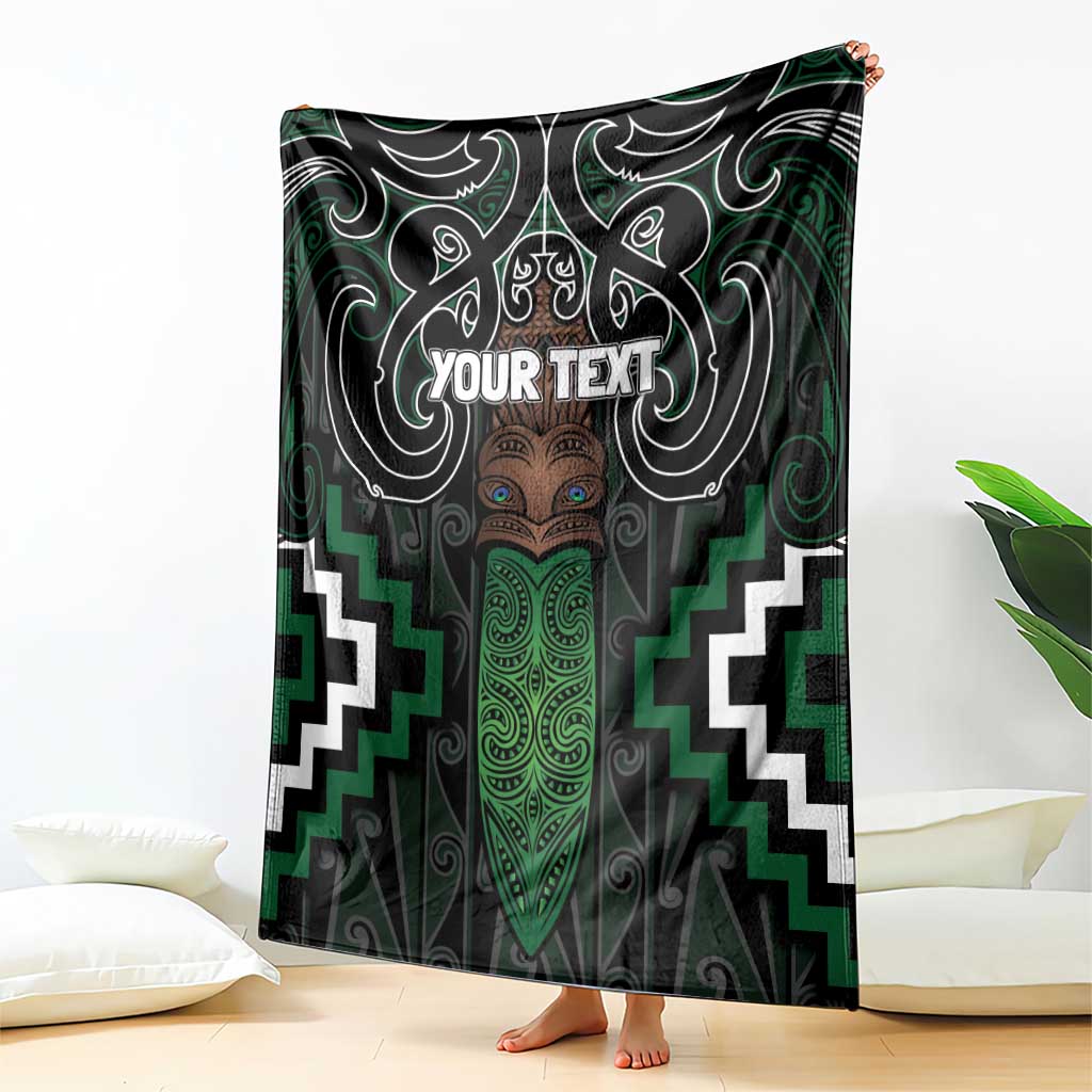 Maori Taiaha Pounamu Whakairo Personalized Blanket Jade Poutama Motifs