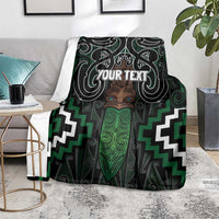 Maori Taiaha Pounamu Whakairo Personalized Blanket Jade Poutama Motifs