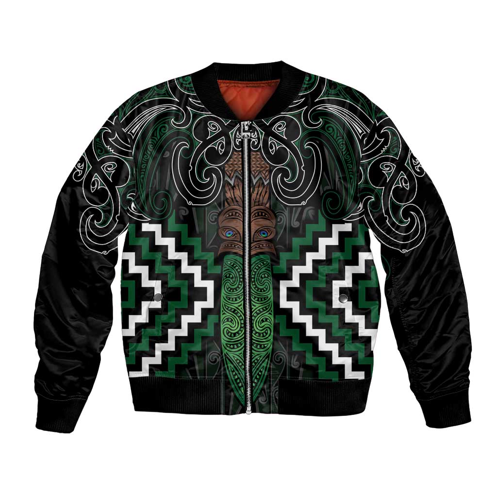 Maori Taiaha Pounamu Whakairo Personalized Bomber Jacket Jade Poutama Motifs LT7 Unisex Jade - Polynesian Pride