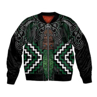 Maori Taiaha Pounamu Whakairo Personalized Bomber Jacket Jade Poutama Motifs LT7 Unisex Jade - Polynesian Pride