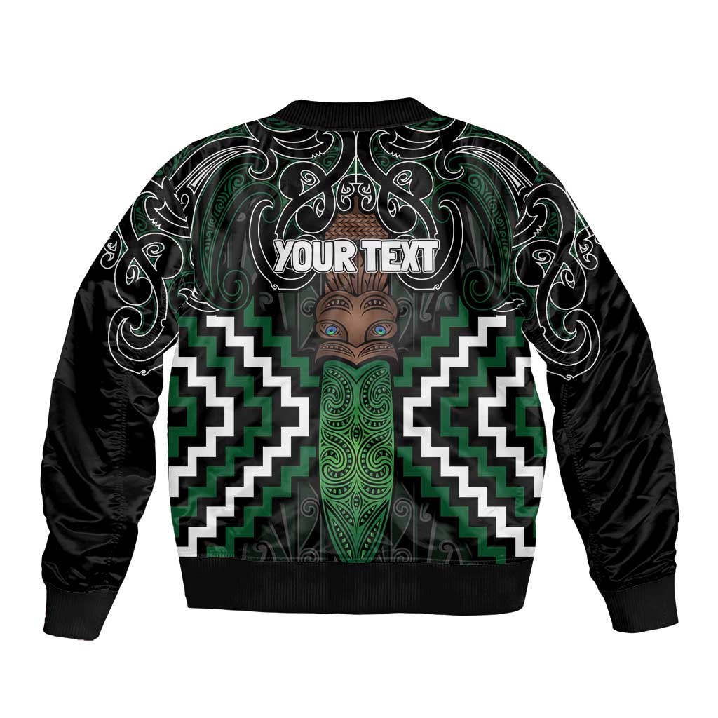 Maori Taiaha Pounamu Whakairo Personalized Bomber Jacket Jade Poutama Motifs LT7 - Polynesian Pride