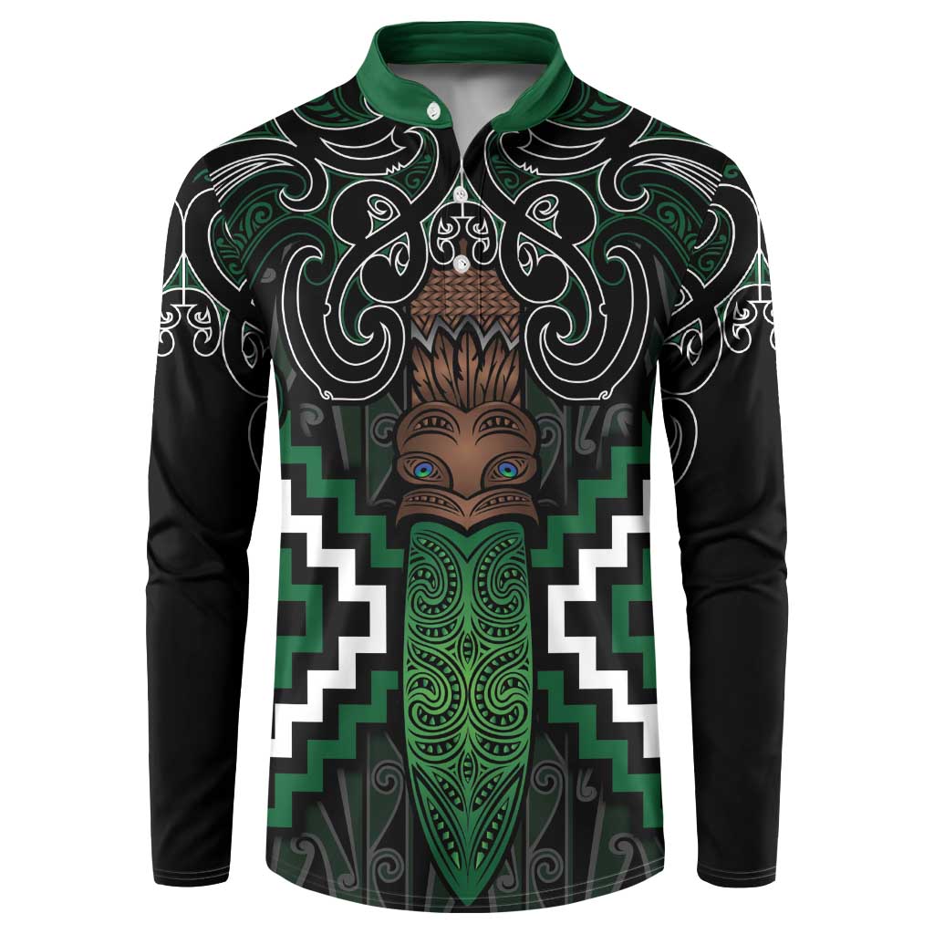 Maori Taiaha Pounamu Whakairo Personalized Button Sweatshirt Jade Poutama Motifs