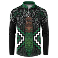 Maori Taiaha Pounamu Whakairo Personalized Button Sweatshirt Jade Poutama Motifs