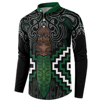 Maori Taiaha Pounamu Whakairo Personalized Button Sweatshirt Jade Poutama Motifs