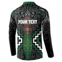 Maori Taiaha Pounamu Whakairo Personalized Button Sweatshirt Jade Poutama Motifs