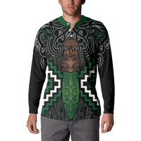 Maori Taiaha Pounamu Whakairo Personalized Button Sweatshirt Jade Poutama Motifs