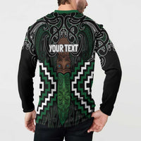 Maori Taiaha Pounamu Whakairo Personalized Button Sweatshirt Jade Poutama Motifs