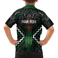 Maori Taiaha Pounamu Whakairo Personalized Family Matching Off Shoulder Short Dress and Hawaiian Shirt Jade Poutama Motifs LT7 - Polynesian Pride