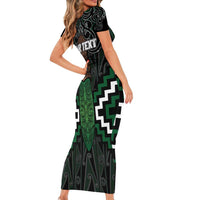 Maori Taiaha Pounamu Whakairo Personalized Family Matching Short Sleeve Bodycon Dress and Hawaiian Shirt Jade Poutama Motifs LT7 - Polynesian Pride