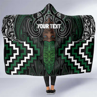 Maori Taiaha Pounamu Whakairo Personalized Hooded Blanket Jade Poutama Motifs