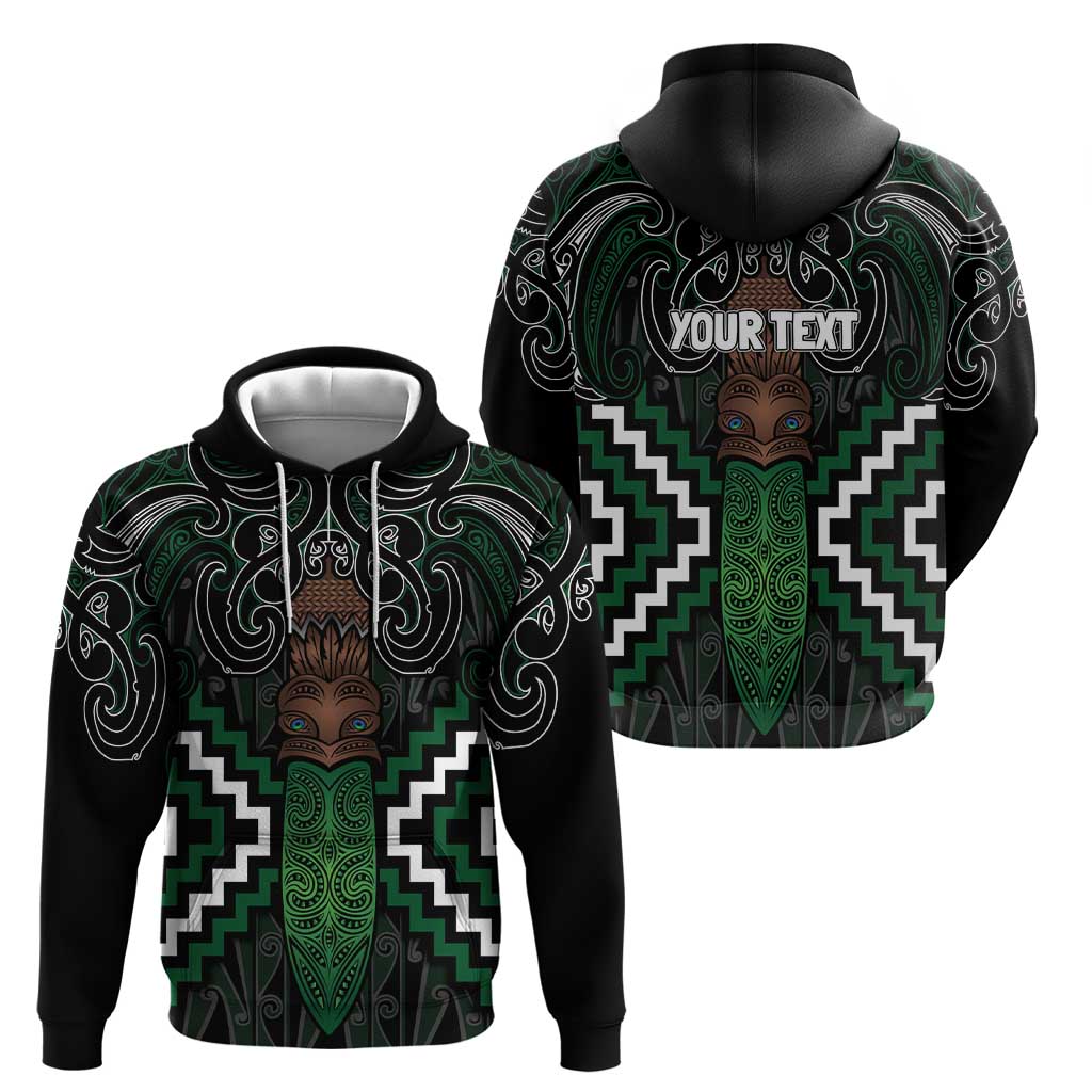 Maori Taiaha Pounamu Whakairo Personalized Hoodie Jade Poutama Motifs