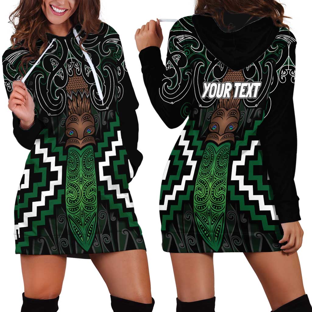 Maori Taiaha Pounamu Whakairo Personalized Hoodie Dress Jade Poutama Motifs