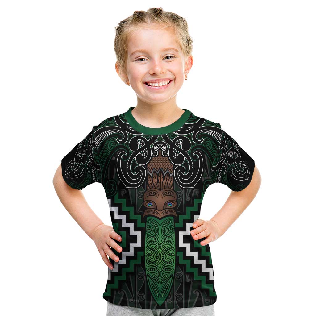 Maori Taiaha Pounamu Whakairo Personalized Kid T Shirt Jade Poutama Motifs LT7 Jade - Polynesian Pride