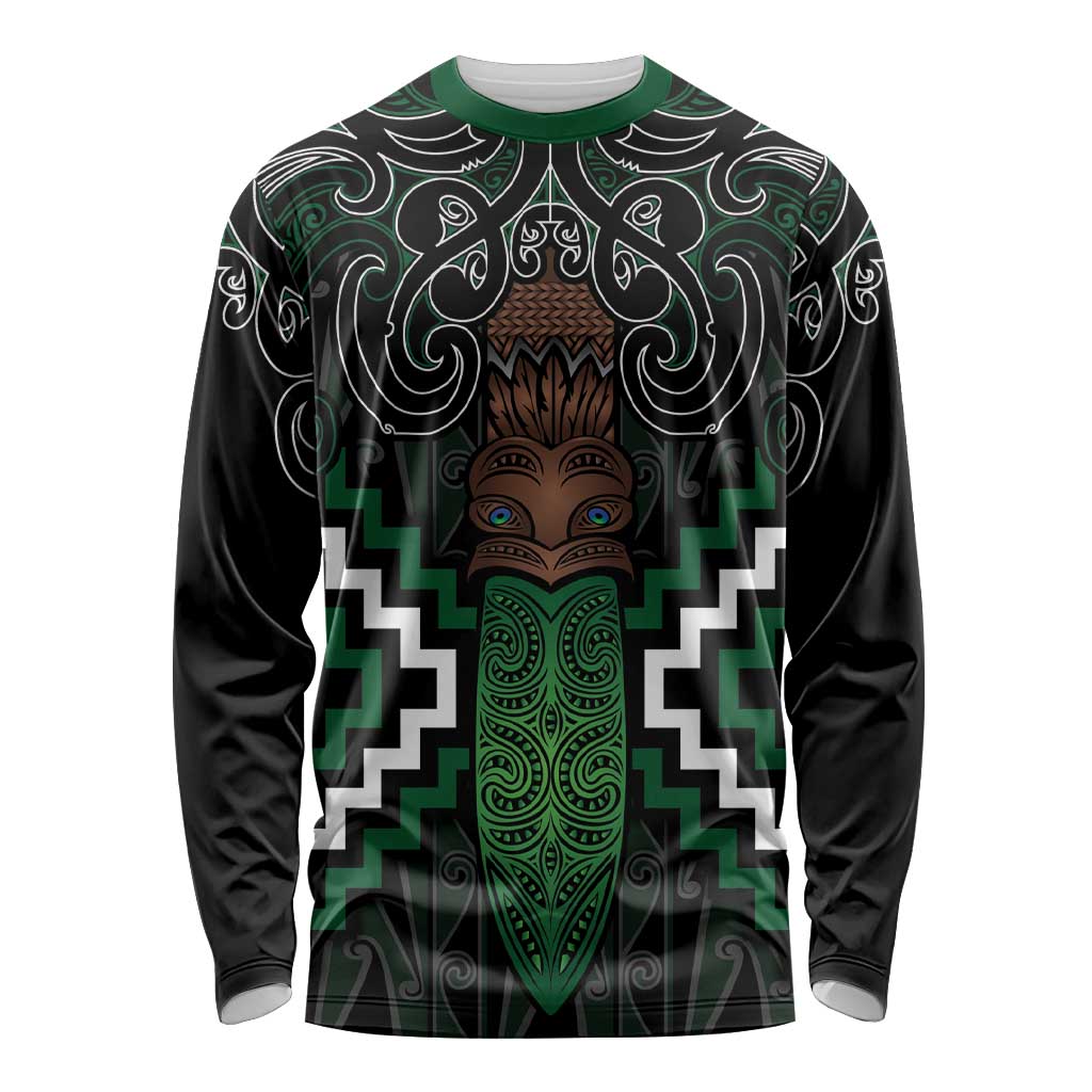 Maori Taiaha Pounamu Whakairo Personalized Long Sleeve Shirt Jade Poutama Motifs LT7 Unisex Jade - Polynesian Pride