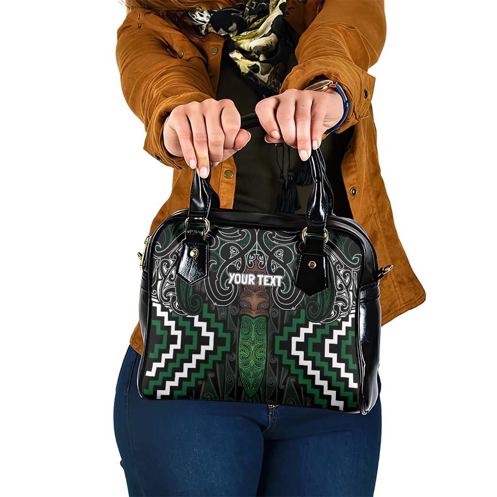 Maori Taiaha Pounamu Whakairo Personalized Shoulder Handbag Jade Poutama Motifs