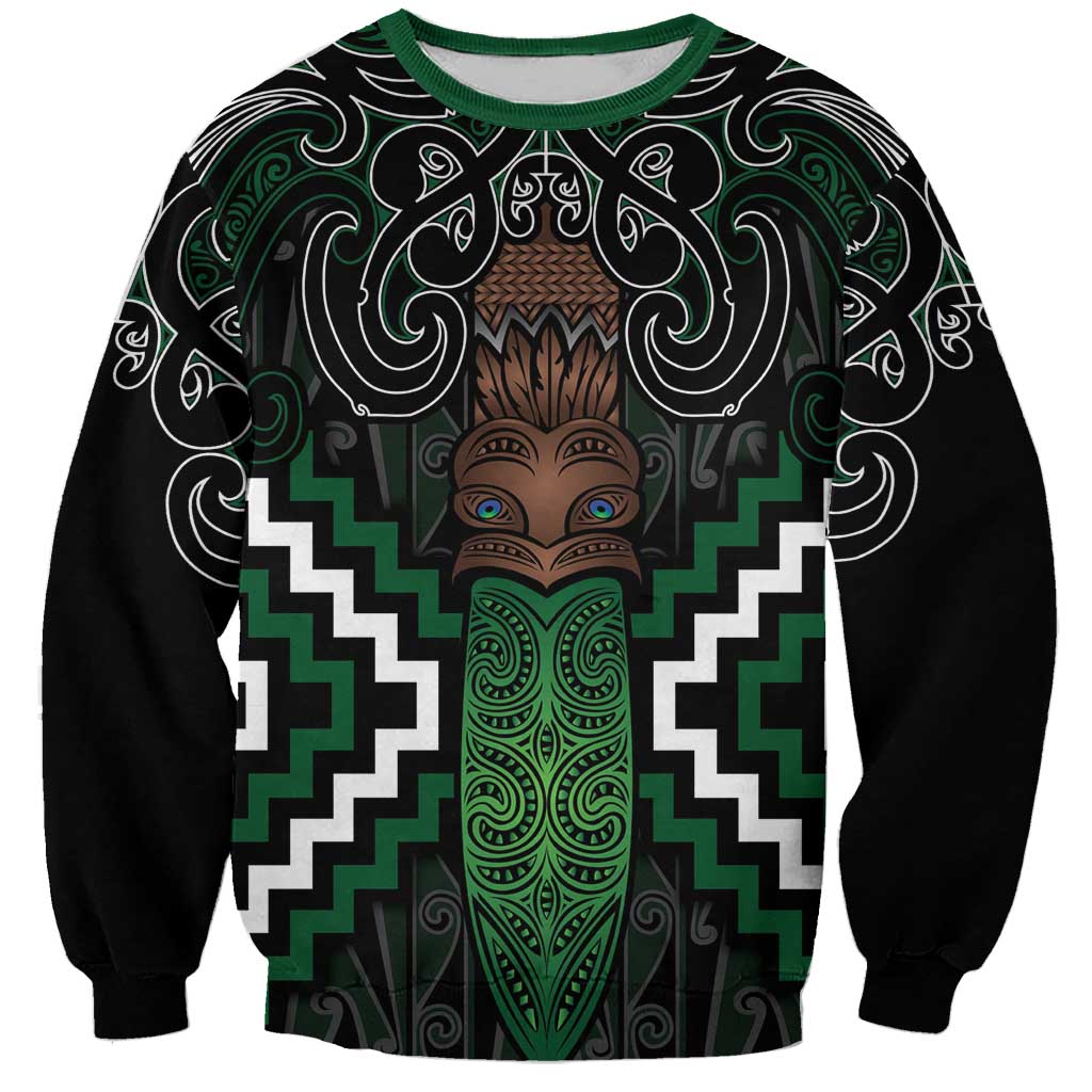 Maori Taiaha Pounamu Whakairo Personalized Sweatshirt Jade Poutama Motifs LT7 Unisex Jade - Polynesian Pride