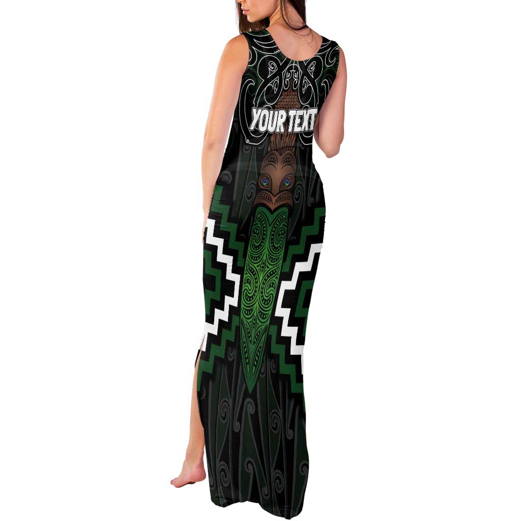 Maori Taiaha Pounamu Whakairo Personalized Tank Maxi Dress Jade Poutama Motifs
