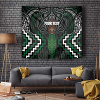 Maori Taiaha Pounamu Whakairo Personalized Tapestry Jade Poutama Motifs