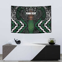 Maori Taiaha Pounamu Whakairo Personalized Tapestry Jade Poutama Motifs