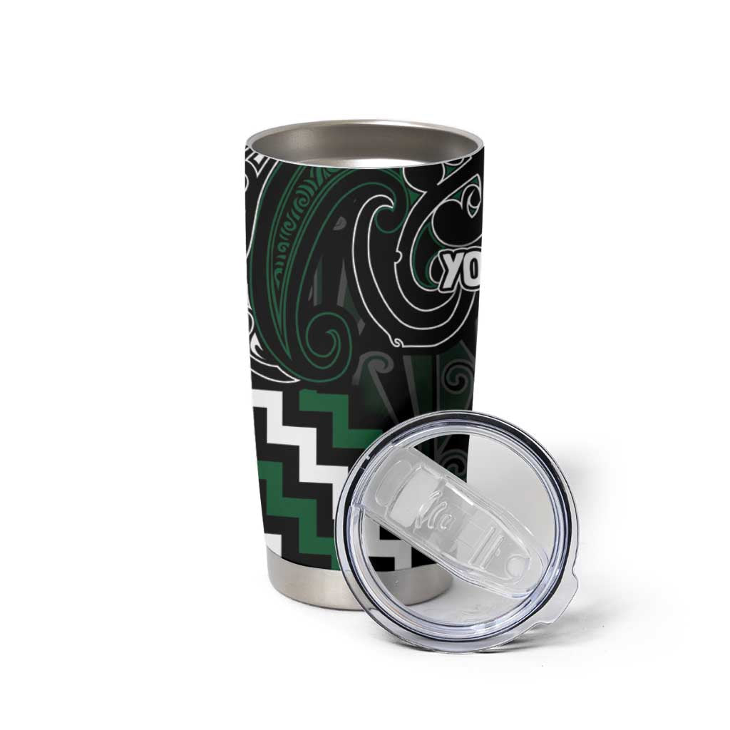 Maori Taiaha Pounamu Whakairo Personalized Tumbler Cup Jade Poutama Motifs LT7 - Polynesian Pride