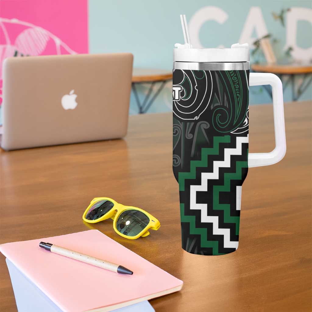 Maori Taiaha Pounamu Whakairo Personalized Tumbler With Handle Jade Poutama Motifs