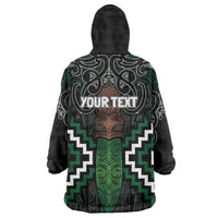 Maori Taiaha Pounamu Whakairo Personalized Wearable Blanket Hoodie Jade Poutama Motifs