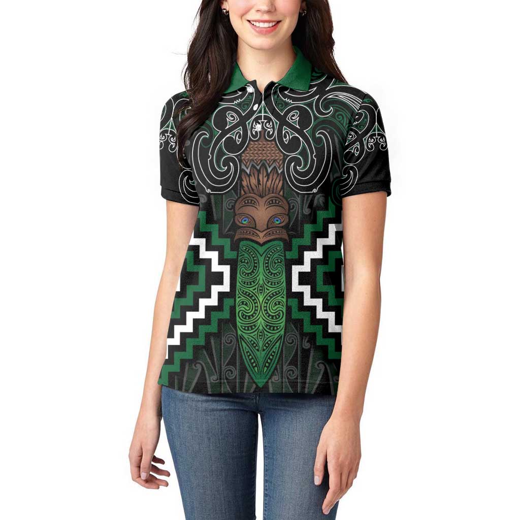 Maori Taiaha Pounamu Whakairo Personalized Women Polo Shirt Jade Poutama Motifs