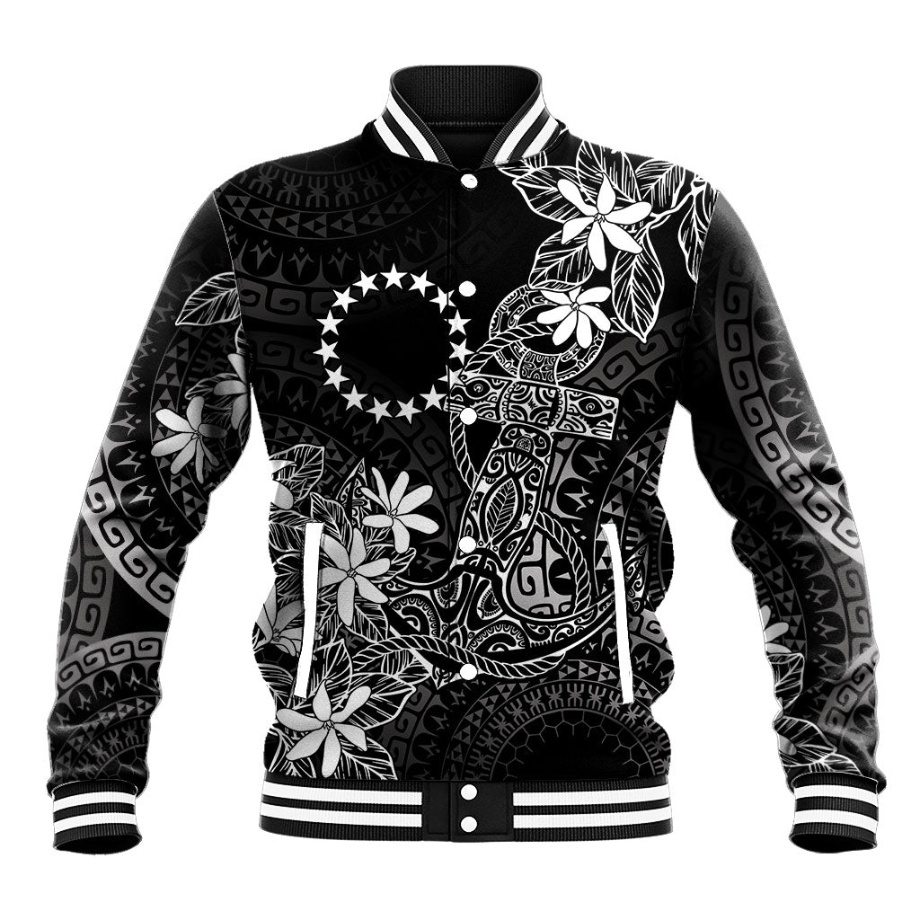 Black Kuki Airani Tapakau Baseball Jacket Tribal Anchor Mix Tiare LT7 Unisex Black - Polynesian Pride