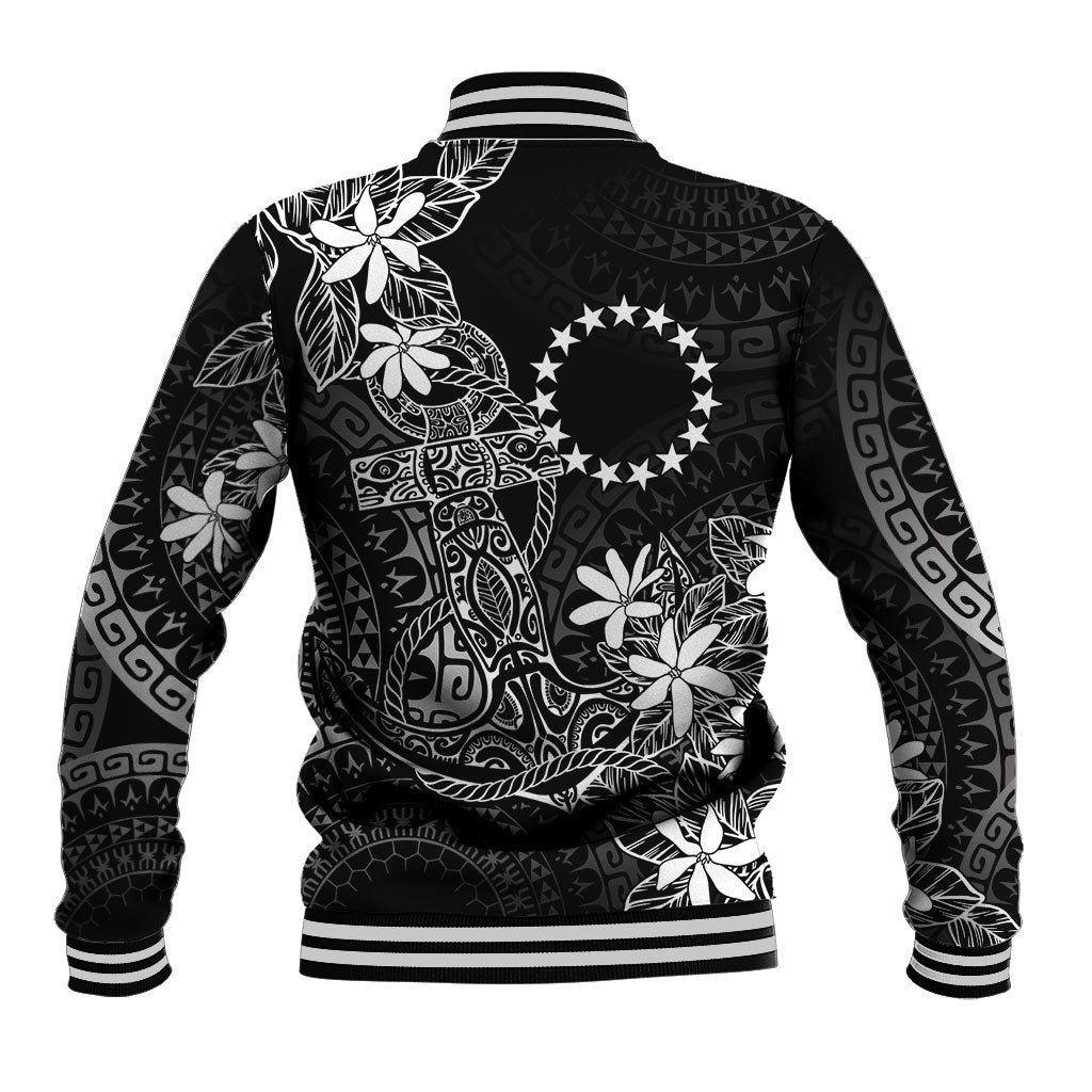 Black Kuki Airani Tapakau Baseball Jacket Tribal Anchor Mix Tiare LT7 - Polynesian Pride