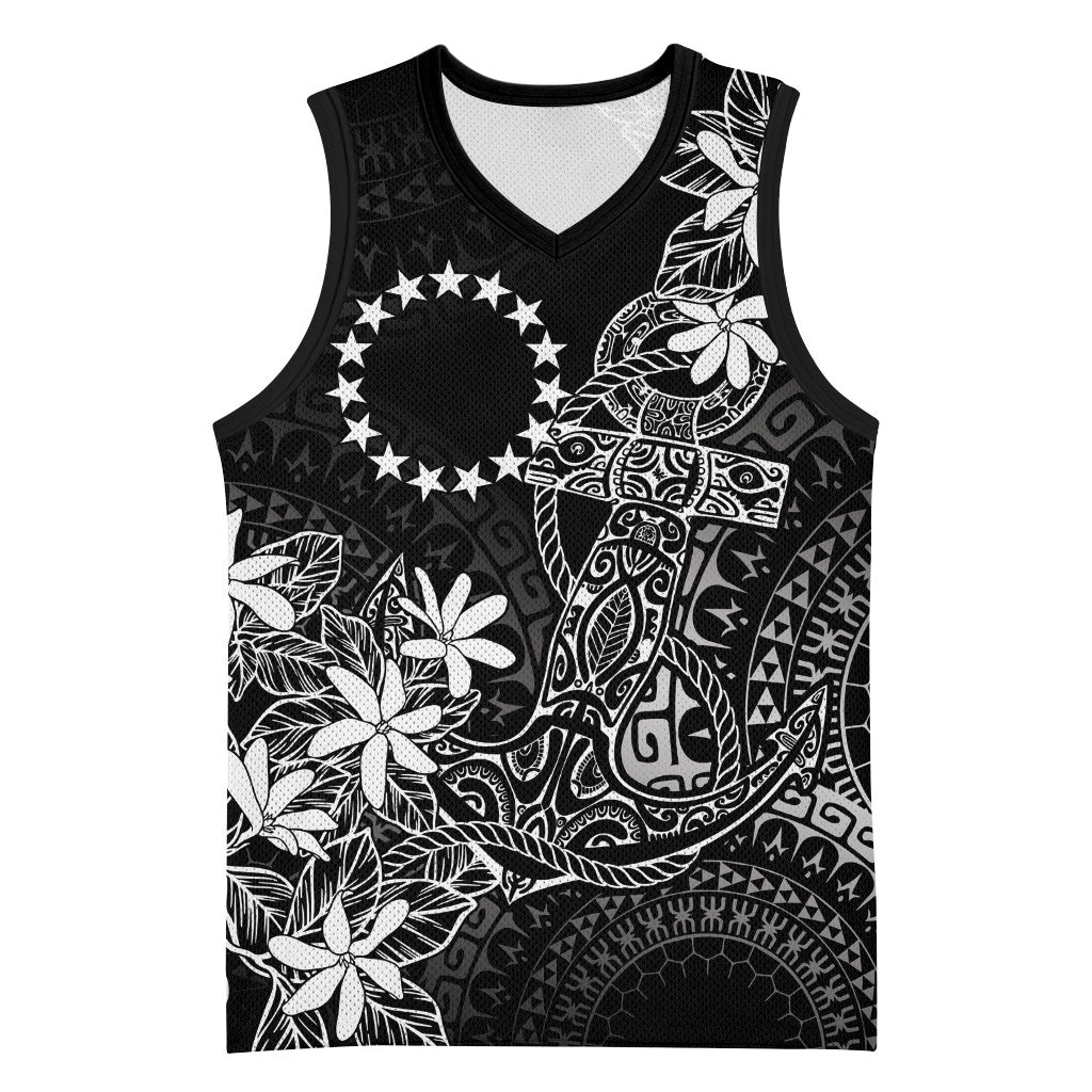 Black Kuki Airani Tapakau Basketball Jersey Tribal Anchor Mix Tiare LT7 Unisex Black - Polynesian Pride