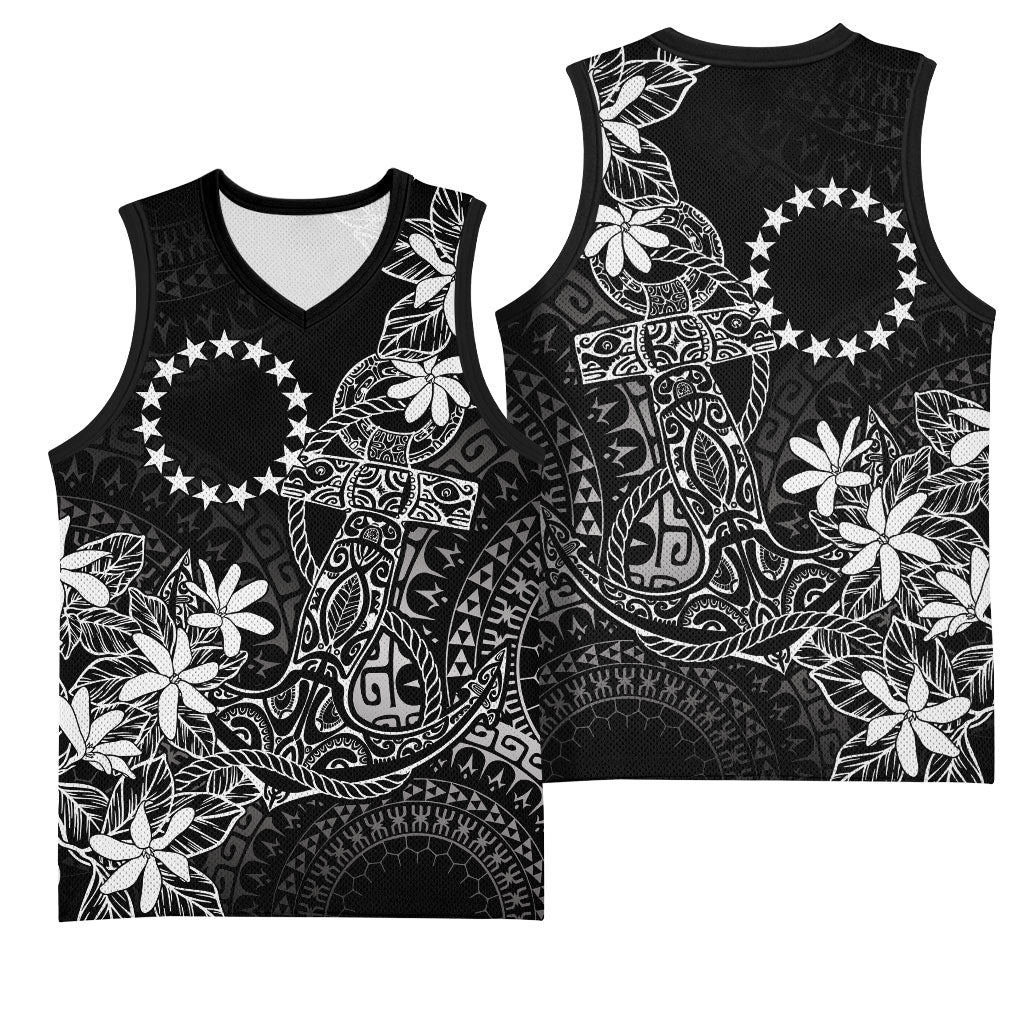 Black Kuki Airani Tapakau Basketball Jersey Tribal Anchor Mix Tiare LT7 - Polynesian Pride