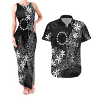 Black Kuki Airani Tapakau Couples Matching Tank Maxi Dress and Hawaiian Shirt Tribal Anchor Mix Tiare LT7 Black - Polynesian Pride