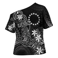 Black Kuki Airani Tapakau Cross Shoulder Shirt Tribal Anchor Mix Tiare LT7 - Polynesian Pride