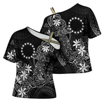 Black Kuki Airani Tapakau Cross Shoulder Shirt Tribal Anchor Mix Tiare LT7 - Polynesian Pride
