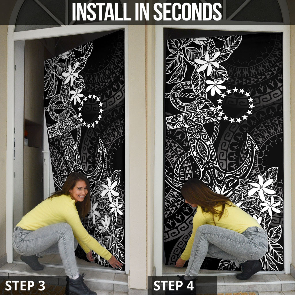 Black Kuki Airani Tapakau Door Cover Tribal Anchor Mix Tiare