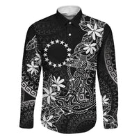 Black Kuki Airani Tapakau Family Matching Off The Shoulder Long Sleeve Dress and Hawaiian Shirt Tribal Anchor Mix Tiare LT7 Dad's Shirt - Long Sleeve Black - Polynesian Pride