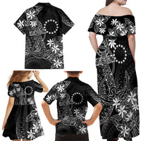 Black Kuki Airani Tapakau Family Matching Off Shoulder Maxi Dress and Hawaiian Shirt Tribal Anchor Mix Tiare LT7 - Polynesian Pride