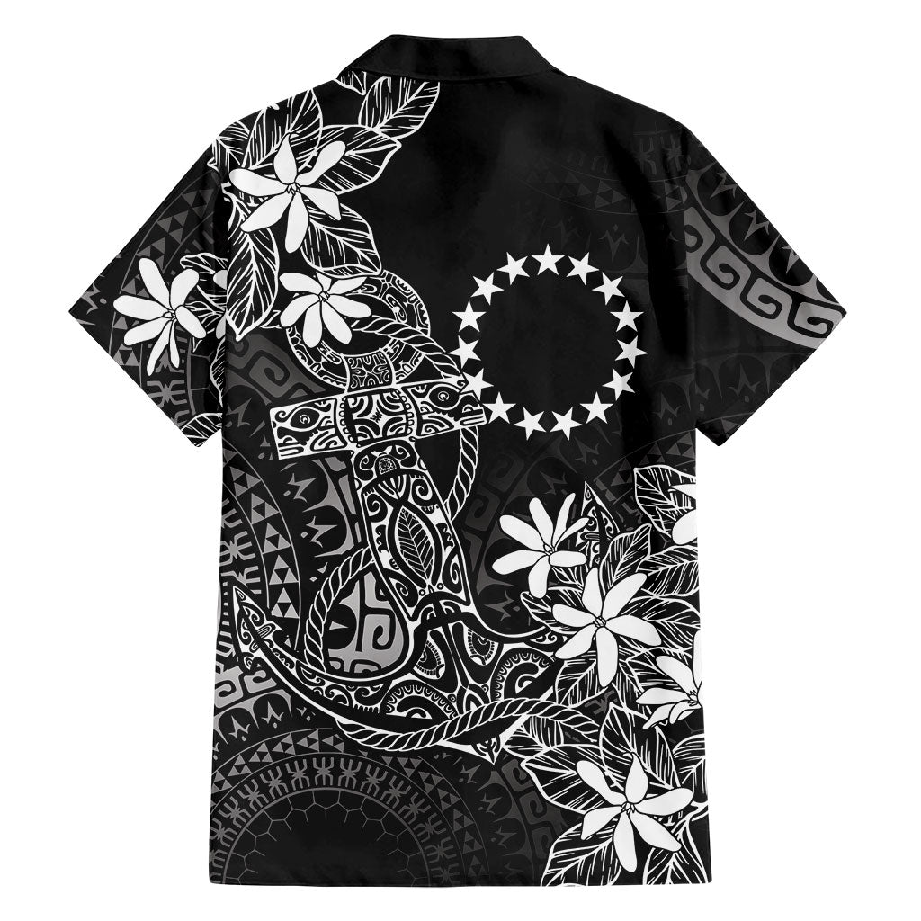 Black Kuki Airani Tapakau Family Matching Off Shoulder Maxi Dress and Hawaiian Shirt Tribal Anchor Mix Tiare LT7 - Polynesian Pride