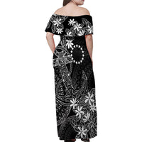 Black Kuki Airani Tapakau Family Matching Off Shoulder Maxi Dress and Hawaiian Shirt Tribal Anchor Mix Tiare LT7 - Polynesian Pride