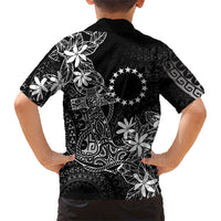 Black Kuki Airani Tapakau Family Matching Off Shoulder Short Dress and Hawaiian Shirt Tribal Anchor Mix Tiare LT7 - Polynesian Pride
