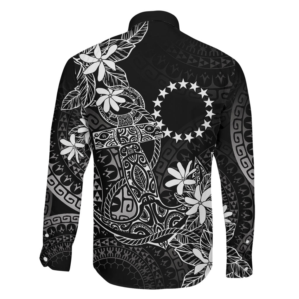 Black Kuki Airani Tapakau Family Matching Off Shoulder Short Dress and Hawaiian Shirt Tribal Anchor Mix Tiare LT7 - Polynesian Pride