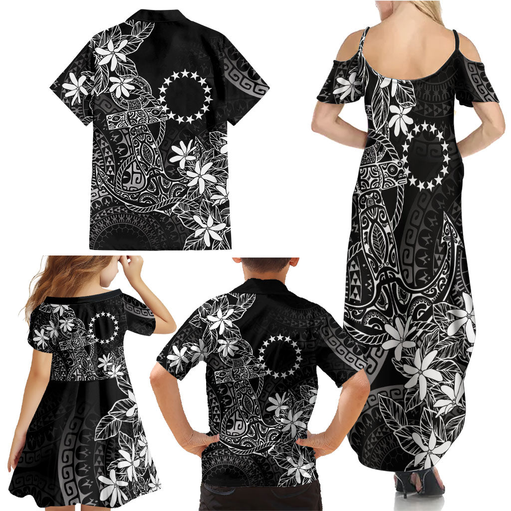 Black Kuki Airani Tapakau Family Matching Summer Maxi Dress and Hawaiian Shirt Tribal Anchor Mix Tiare LT7 - Polynesian Pride