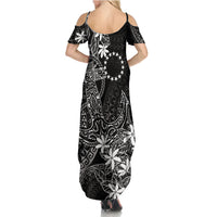 Black Kuki Airani Tapakau Family Matching Summer Maxi Dress and Hawaiian Shirt Tribal Anchor Mix Tiare LT7 - Polynesian Pride