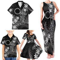 Black Kuki Airani Tapakau Family Matching Tank Maxi Dress and Hawaiian Shirt Tribal Anchor Mix Tiare LT7 - Polynesian Pride