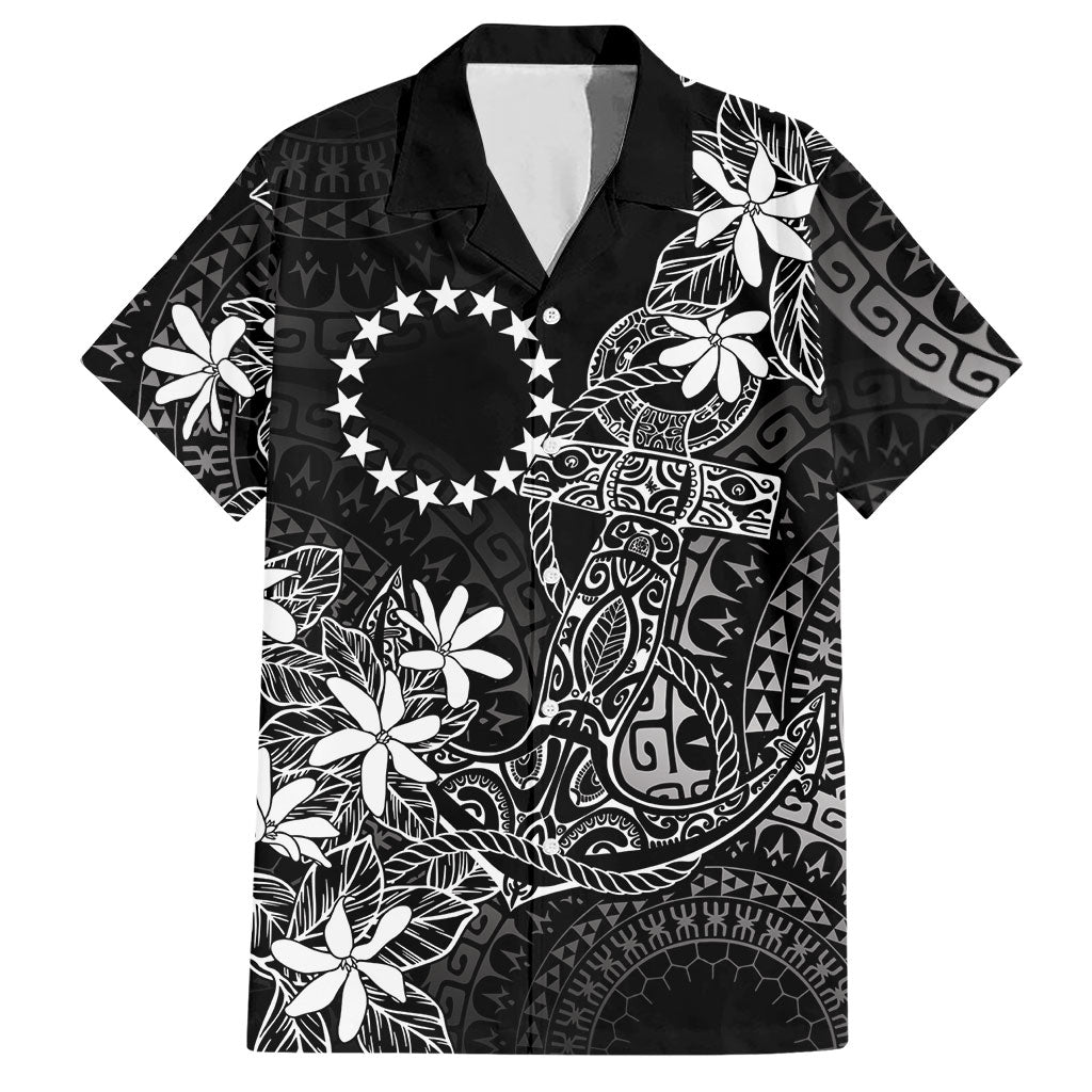 Black Kuki Airani Tapakau Hawaiian Shirt Tribal Anchor Mix Tiare LT7 Black - Polynesian Pride