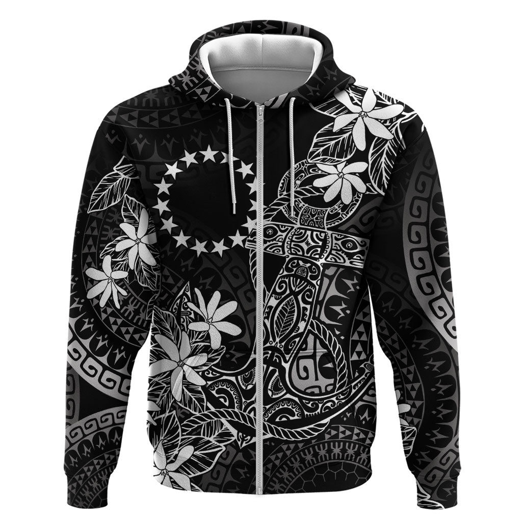 Black Kuki Airani Tapakau Hoodie Tribal Anchor Mix Tiare