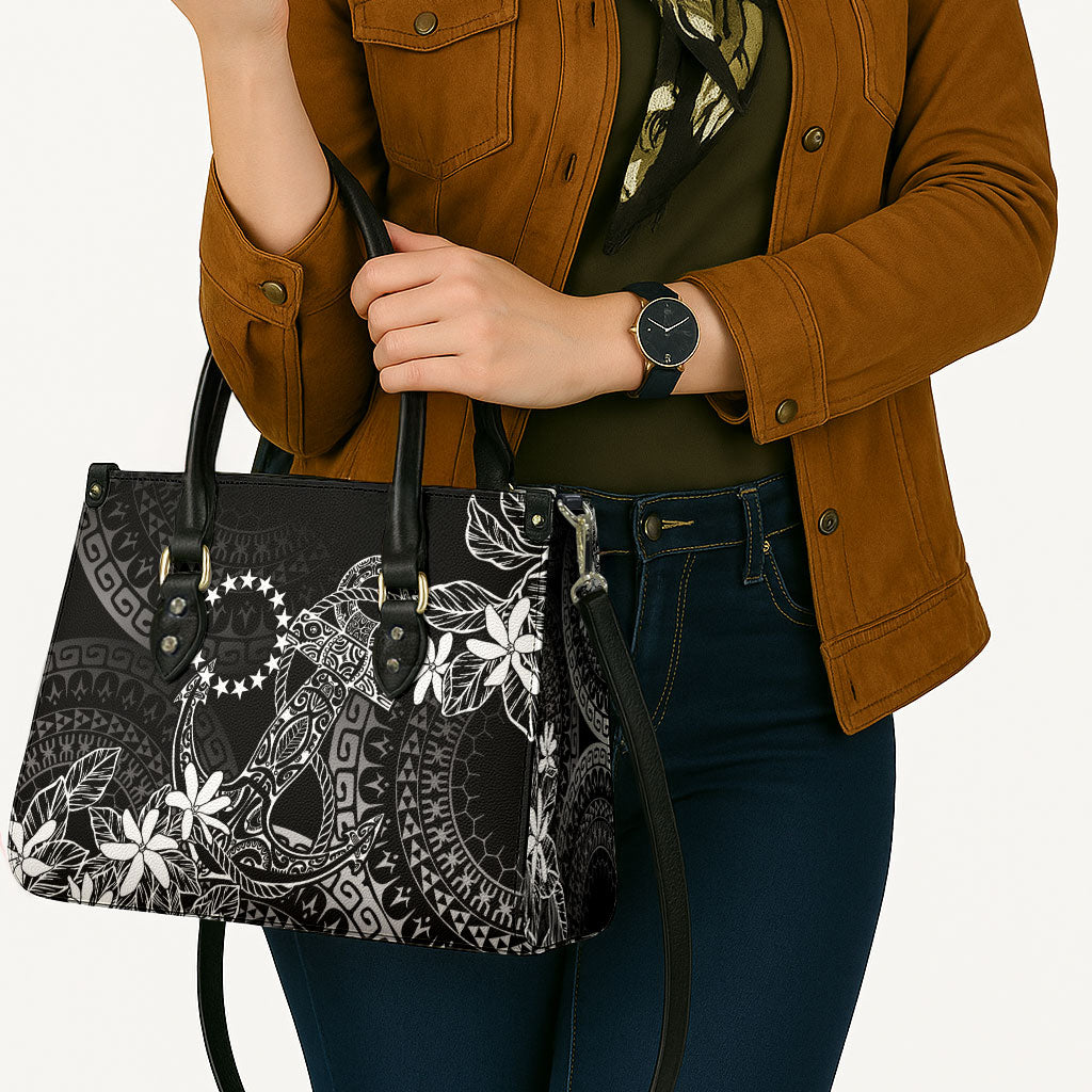 Black Kuki Airani Tapakau Leather Bag Tribal Anchor Mix Tiare